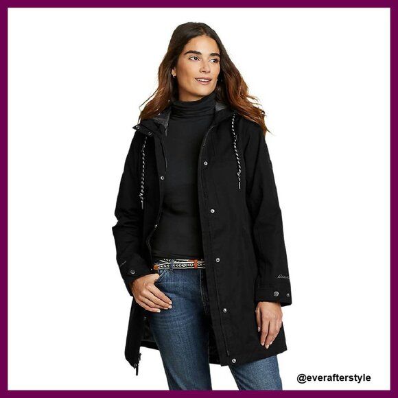 Waterproof Hooded Rain Parka Classic Chic Oversized Fit StormReady Outerwear